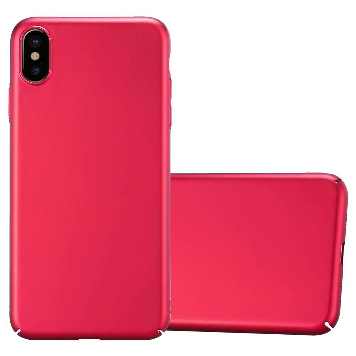 Style, CADORABO METALL iPhone Hülle Metall Backcover, ROT Apple, Hard MAX, im Case Matt XS