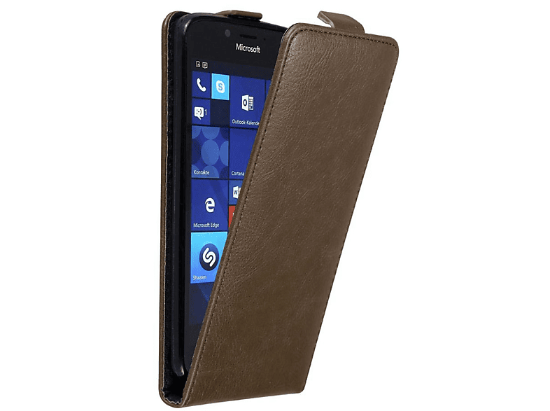 CADORABO Hülle im Flip Style, Flip Cover, Nokia, Lumia 950, KAFFEE BRAUN