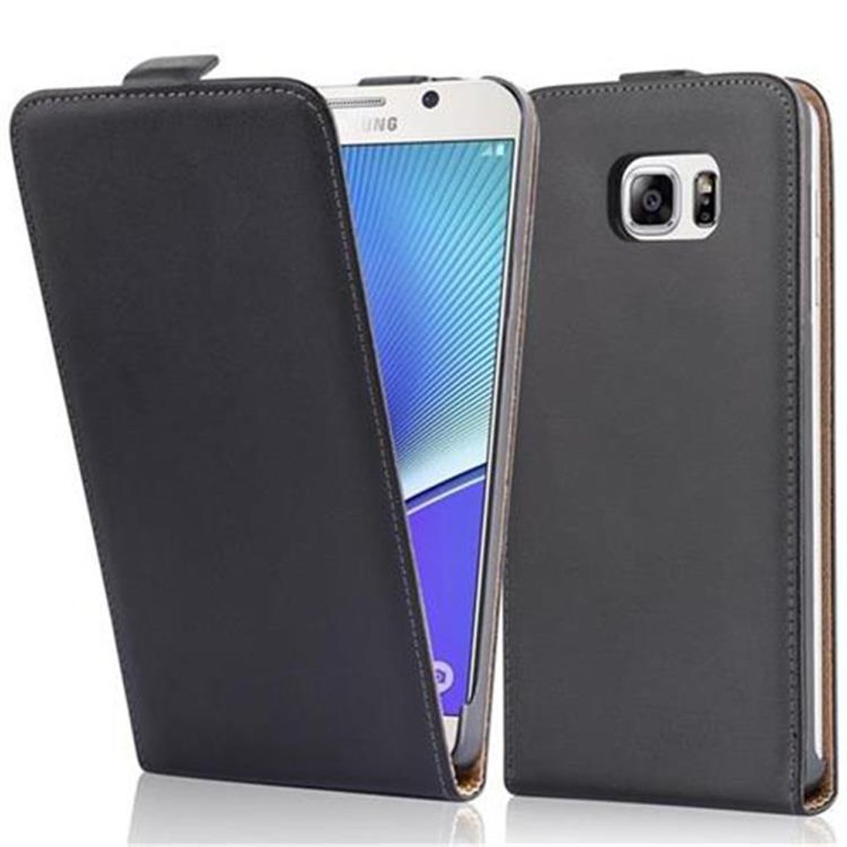 CADORABO Handyhülle im Flip Style, NOTE 5, KAVIAR Samsung, Galaxy SCHWARZ Flip Cover