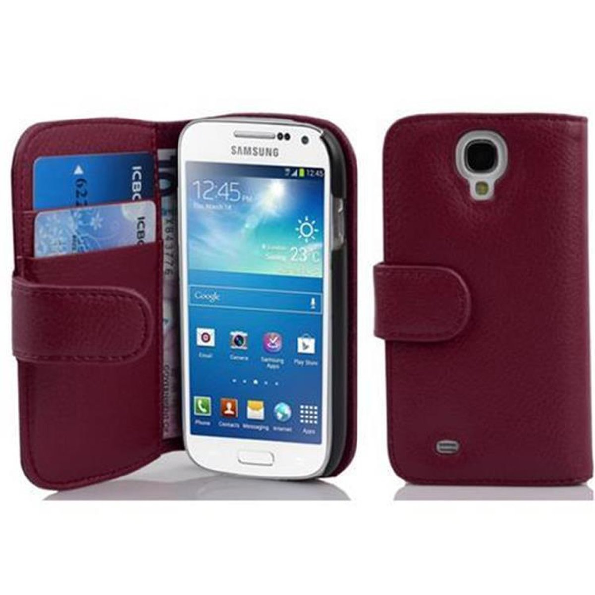 Samsung, Hülle Struktur, mit Book CADORABO BORDEAUX LILA Bookcover, Galaxy MINI, S4