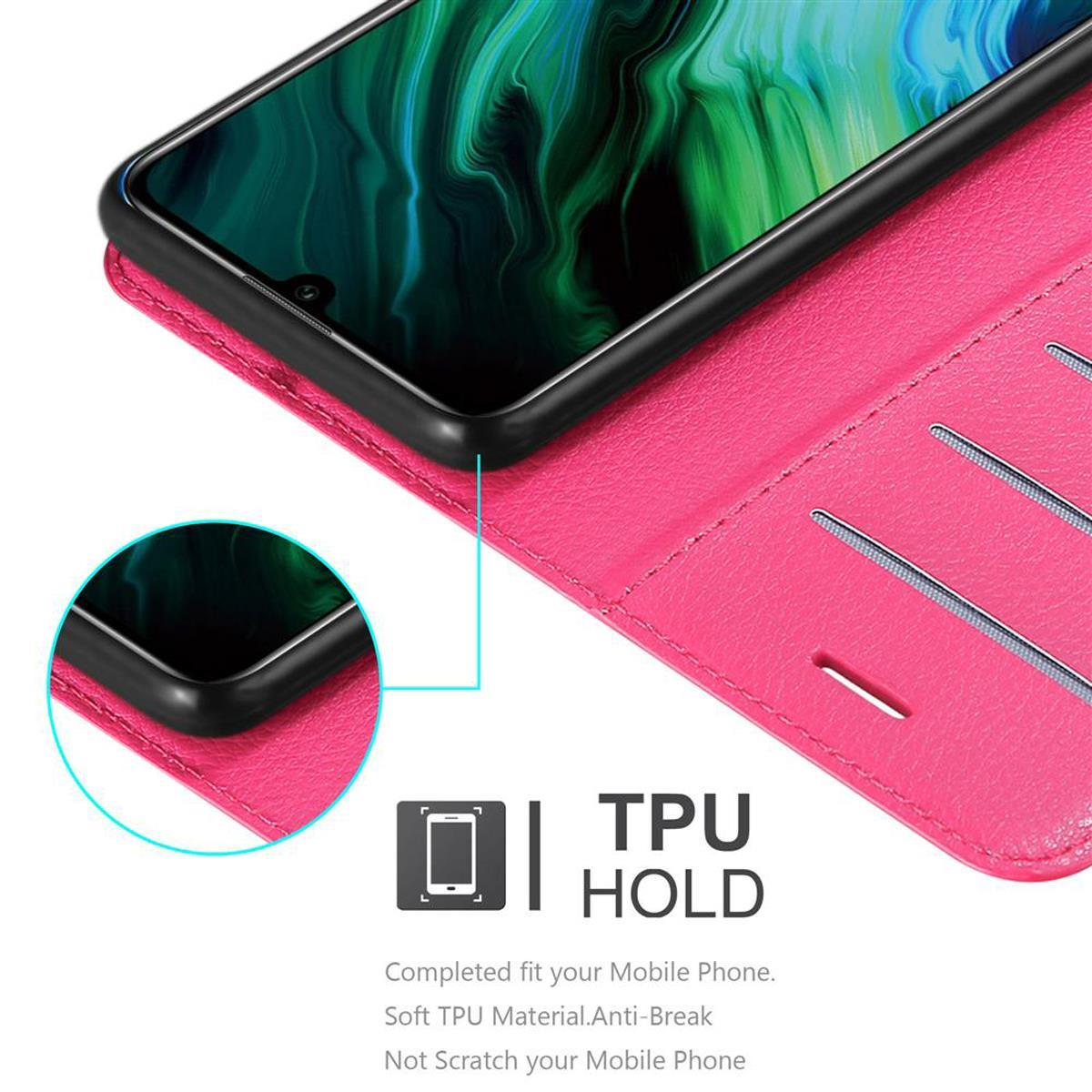 Custodia rosa con telefono all'interno. Testo: TPU HOLD. Adatta al tuo cellulare. Materiale TPU morbido.