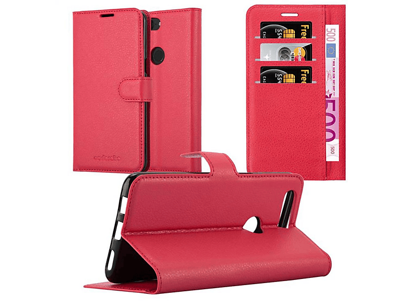 Hülle Bookcover, 5T, OnePlus, KARMIN ROT Standfunktion, Book CADORABO