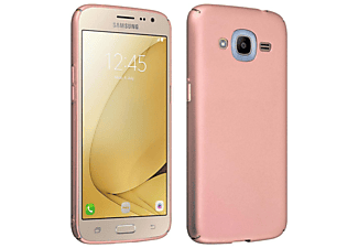 carcasa de móvil Funda rígida para móvil de plástico duro – Carcasa Hard Cover protección;CADORABO, Samsung, Galaxy J2 2016, metal oro rosa