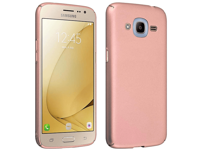 CADORABO Hülle im Hard Case Matt Metall Style, Backcover, Samsung, Galaxy J2 2016, METALL ROSÉ GOLD