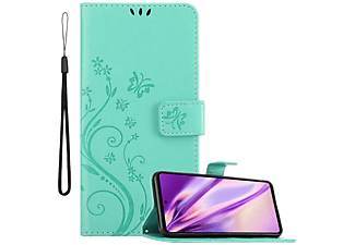 carcasa de móvil  - Funda libro para Móvil - Carcasa protección resistente de estilo libro CADORABO, Samsung, Galaxy A72 5G, turquesa floral