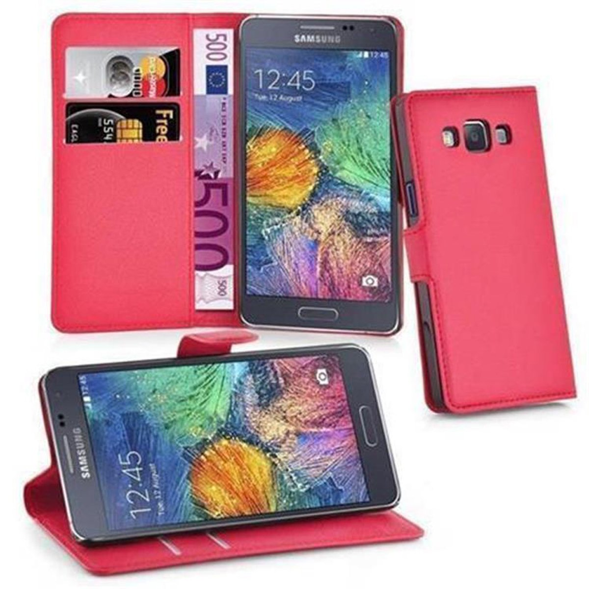 Samsung, Standfunktion, CADORABO Hülle A7 2015, ROT Book Bookcover, KARMIN Galaxy