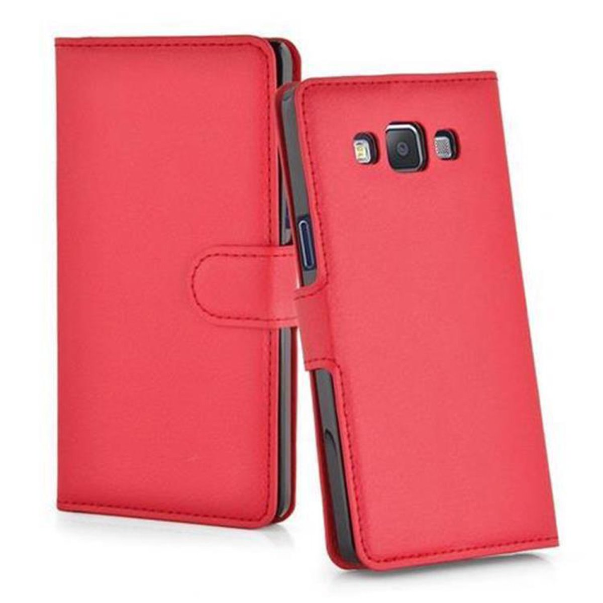 CADORABO Book Hülle Samsung, Galaxy Bookcover, KARMIN ROT 2015, A7 Standfunktion