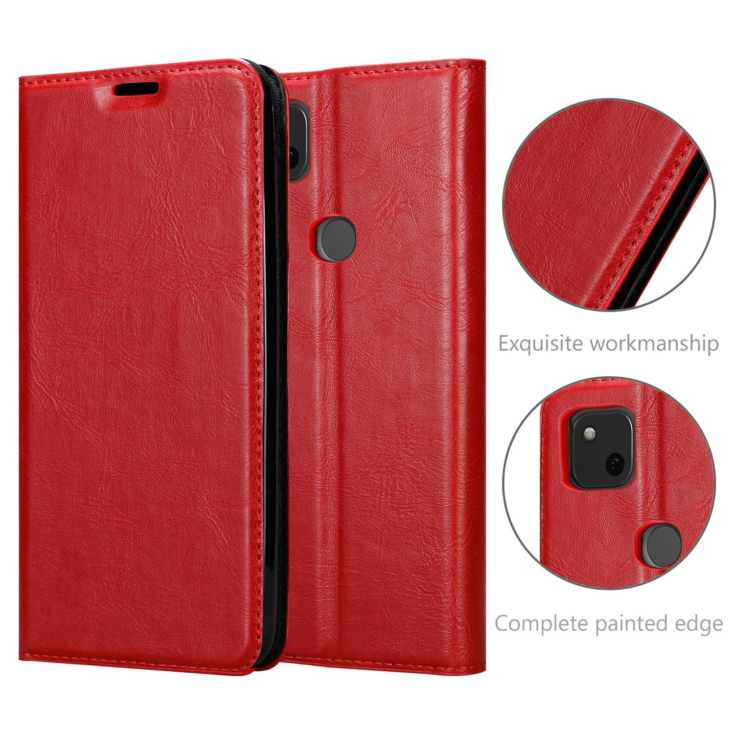 CADORABO APFEL Book Invisible Bookcover, Magnet, Hülle Google, ROT PIXEL 4A,