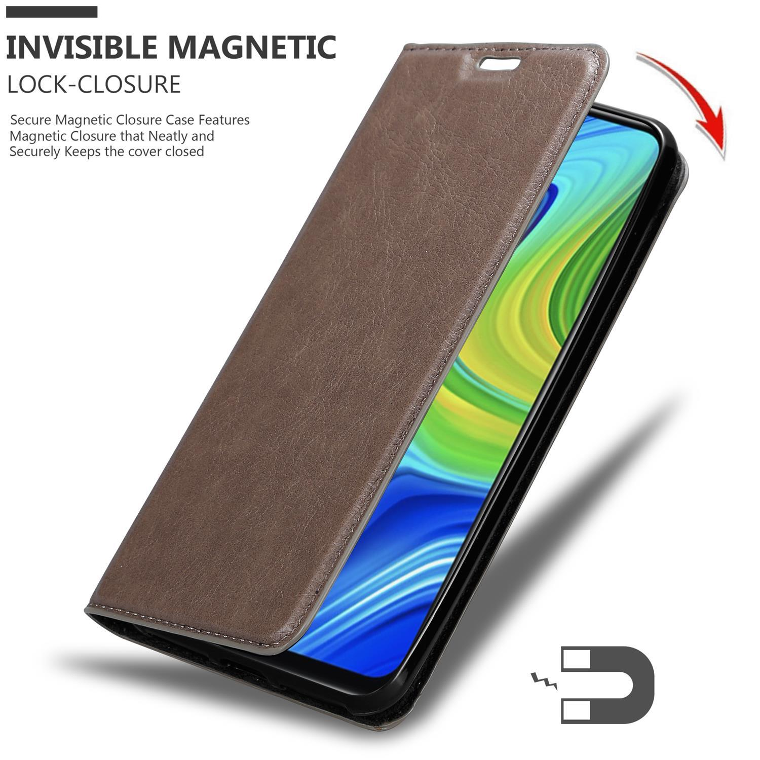 Book Xiaomi, RedMi Bookcover, CADORABO NOTE Hülle KAFFEE BRAUN Invisible Magnet, 9,