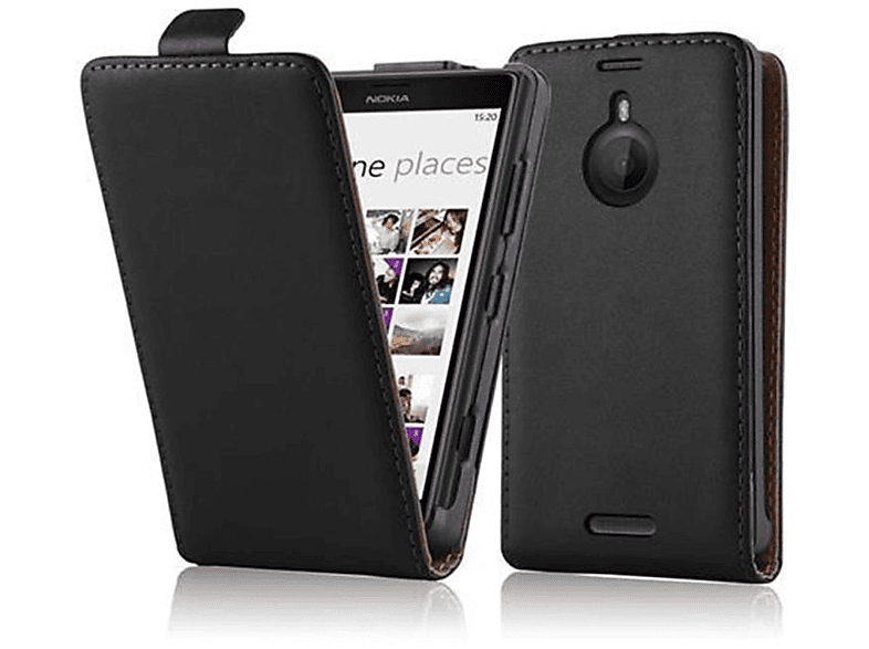 SCHWARZ 1520, Lumia Cover, Flip Handyhülle CADORABO Flip im Style, KAVIAR Nokia,