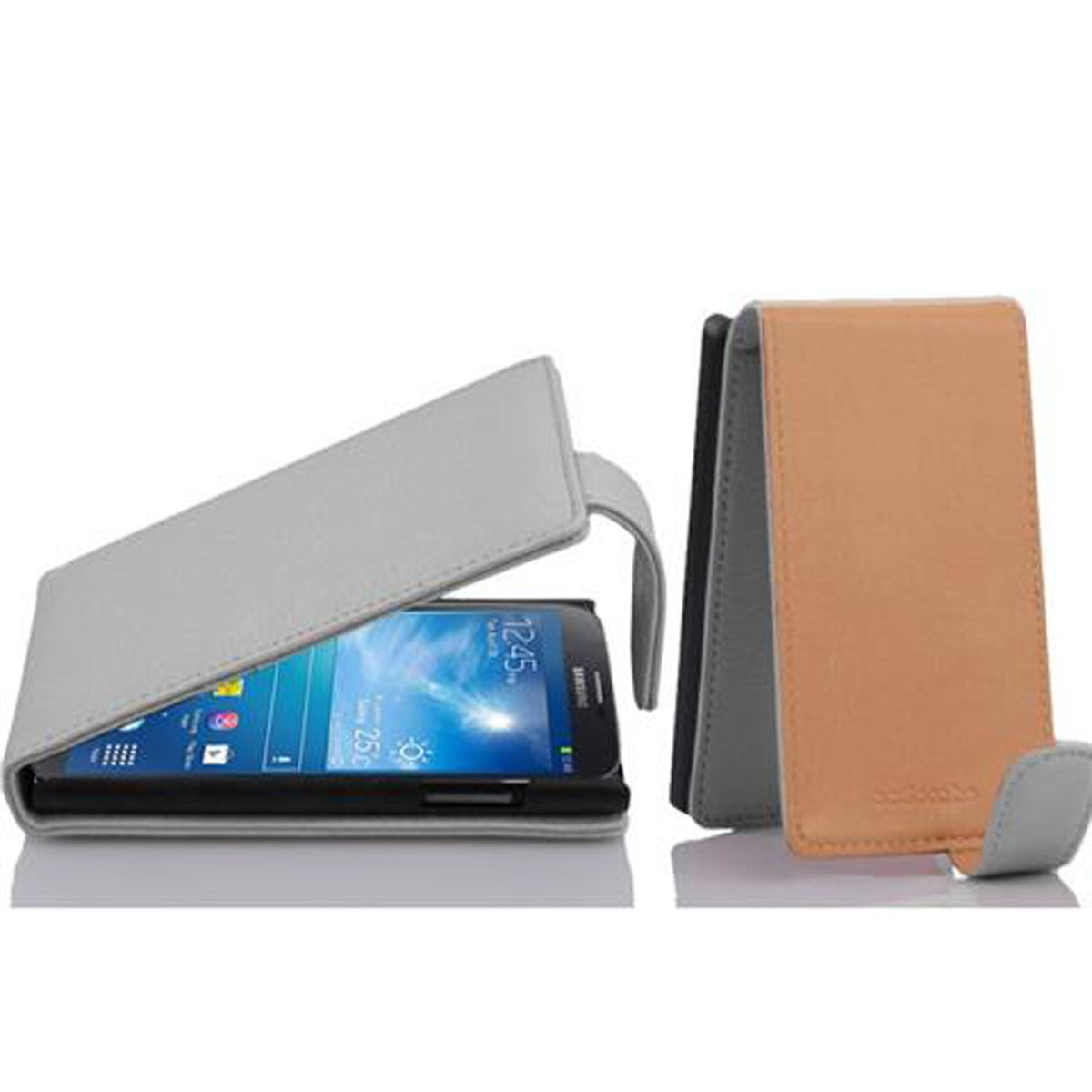 Samsung, WEIß Flip im Style, CADORABO Schutzhülle MAGNESIUM MEGA 6.3, Galaxy Flip Cover,
