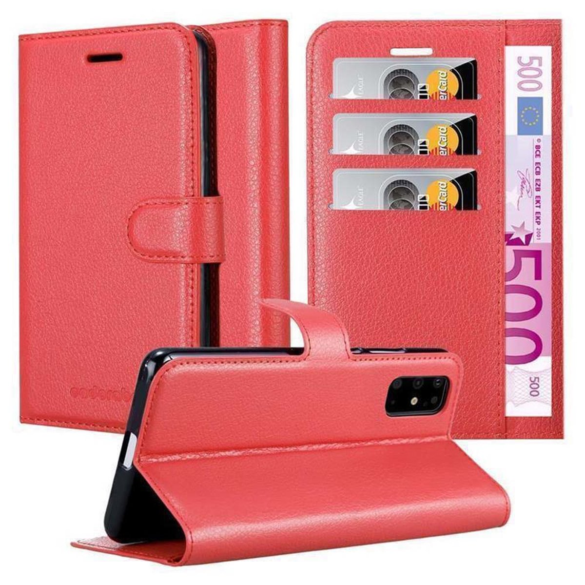 PLUS, Samsung, Book CADORABO KARMIN ROT Standfunktion, S20 Bookcover, Hülle Galaxy
