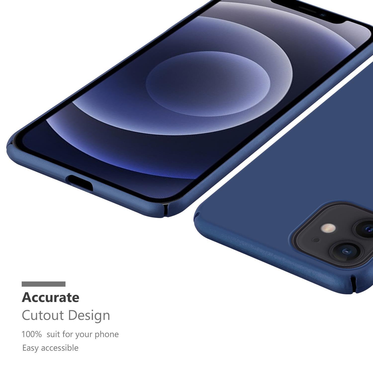 Blaue Handyhülle mit einem Telefon.