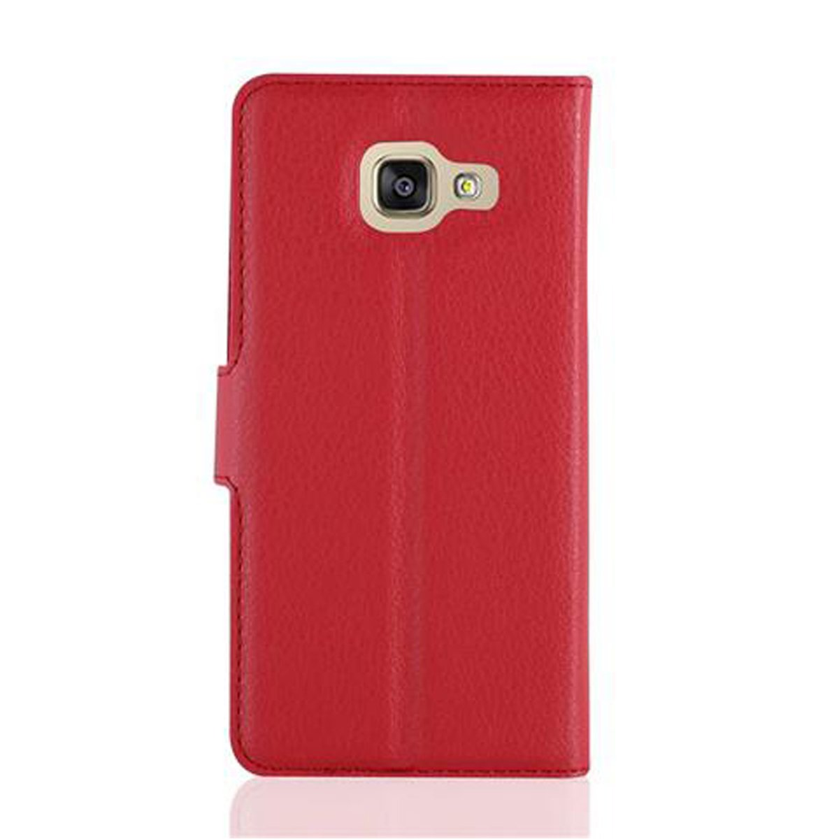 Una custodia rossa per telefono con un ritaglio per la fotocamera.