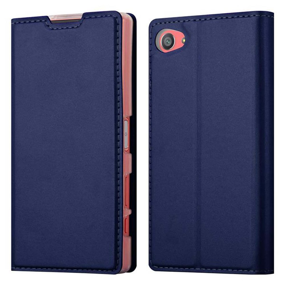 COMPACT, Book Handyhülle Classy DUNKEL CADORABO Bookcover, CLASSY Style, BLAU Xperia Z5 Sony,