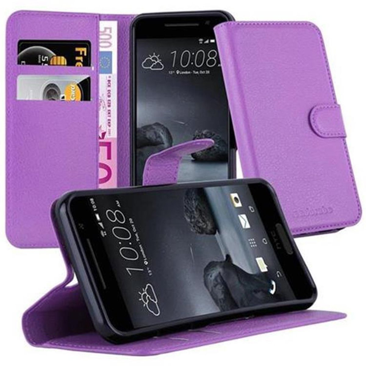 CADORABO Book Standfunktion, Hülle HTC, ONE MANGAN VIOLETT A9, Bookcover