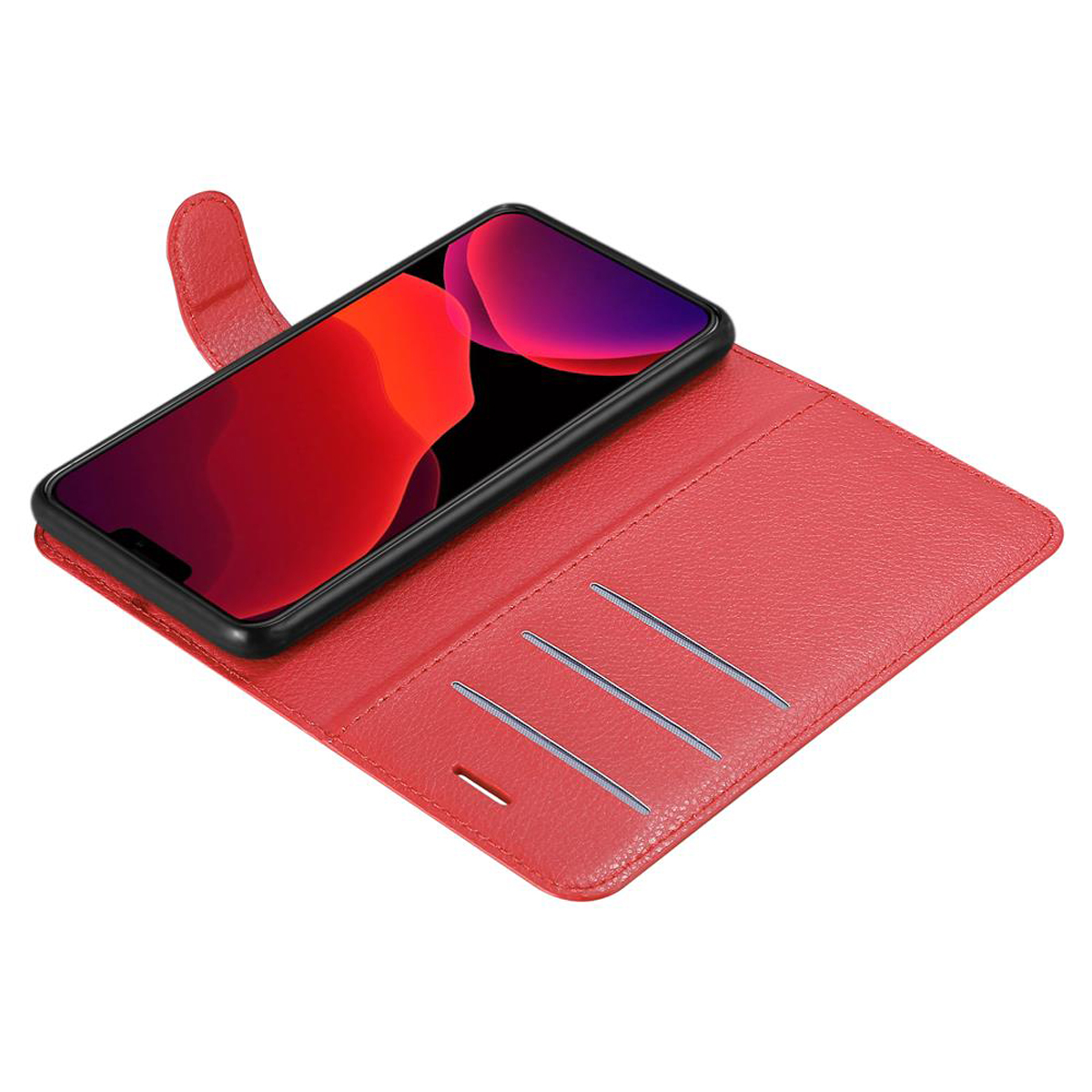 MAX, KARMIN PRO ROT Apple, Book Bookcover, CADORABO 12 Hülle iPhone Standfunktion,
