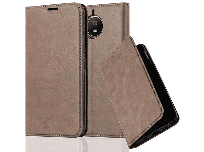 CADORABO Book Hülle Invisible Magnet, Bookcover, Motorola, MOTO G5S, KAFFEE BRAUN