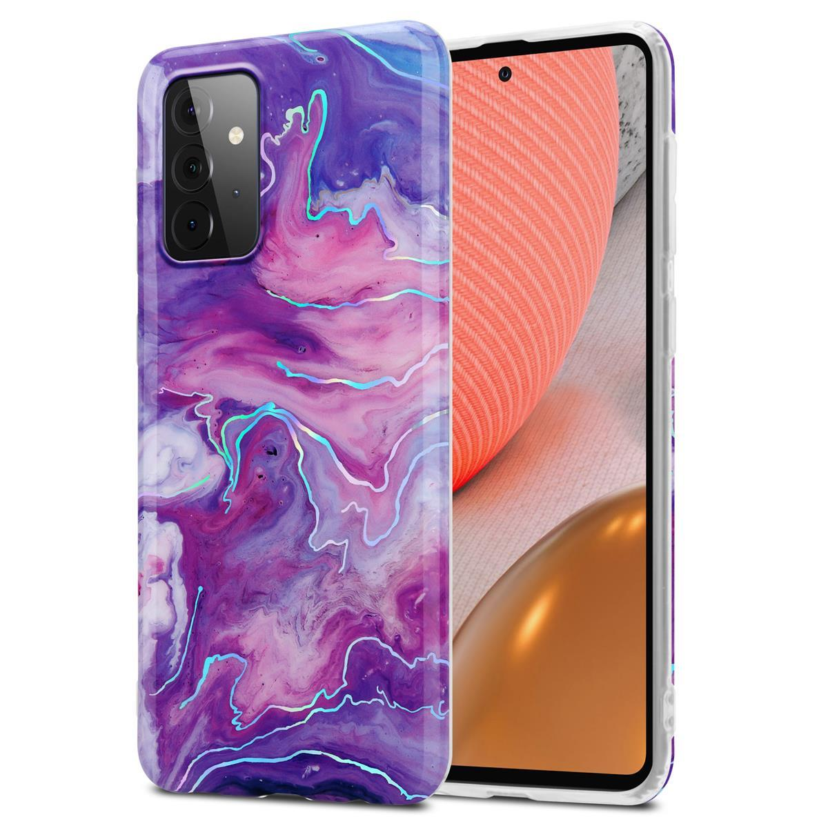 CADORABO Hülle IMD TPU Bunter Marmor Backcover, Marmor, 4G No. Galaxy A72 Samsung, 19 Lila 5G, / Pink