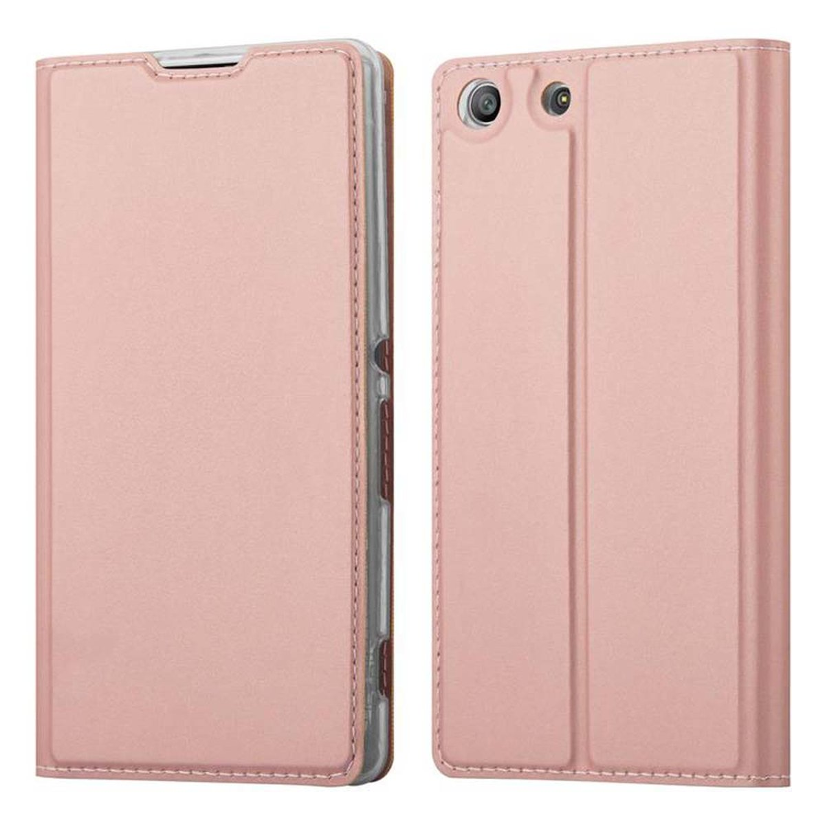 Classy M5, CADORABO Xperia Bookcover, Handyhülle ROSÉ GOLD CLASSY Sony, Book Style,