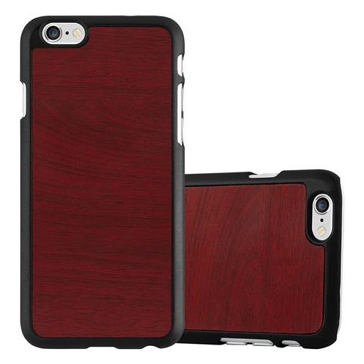 Apple, Backcover, Hülle 6 6S, / Case ROT Hard Woody CADORABO iPhone WOODY Style,