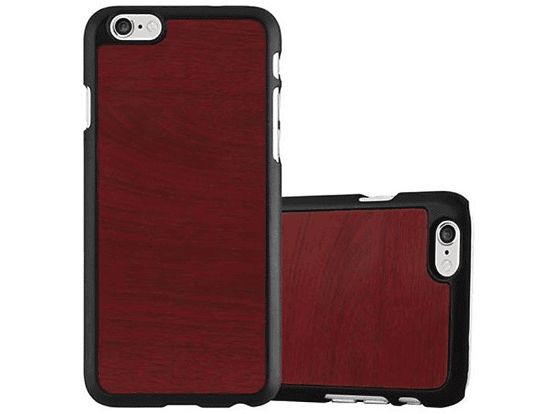 6 Hülle ROT iPhone Backcover, CADORABO / 6S, Hard Woody WOODY Apple, Case Style,