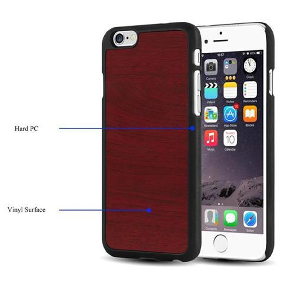 CADORABO Hülle Hard Case Woody Style, WOODY ROT 6 Apple, iPhone Backcover, / 6S