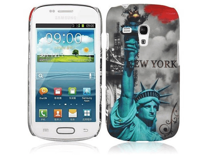 CADORABO Hülle Hard Case Schutzhülle im trendigen Design, Backcover, Samsung, Galaxy S3 MINI, NEW YORK - FREIHEITSSTATUE