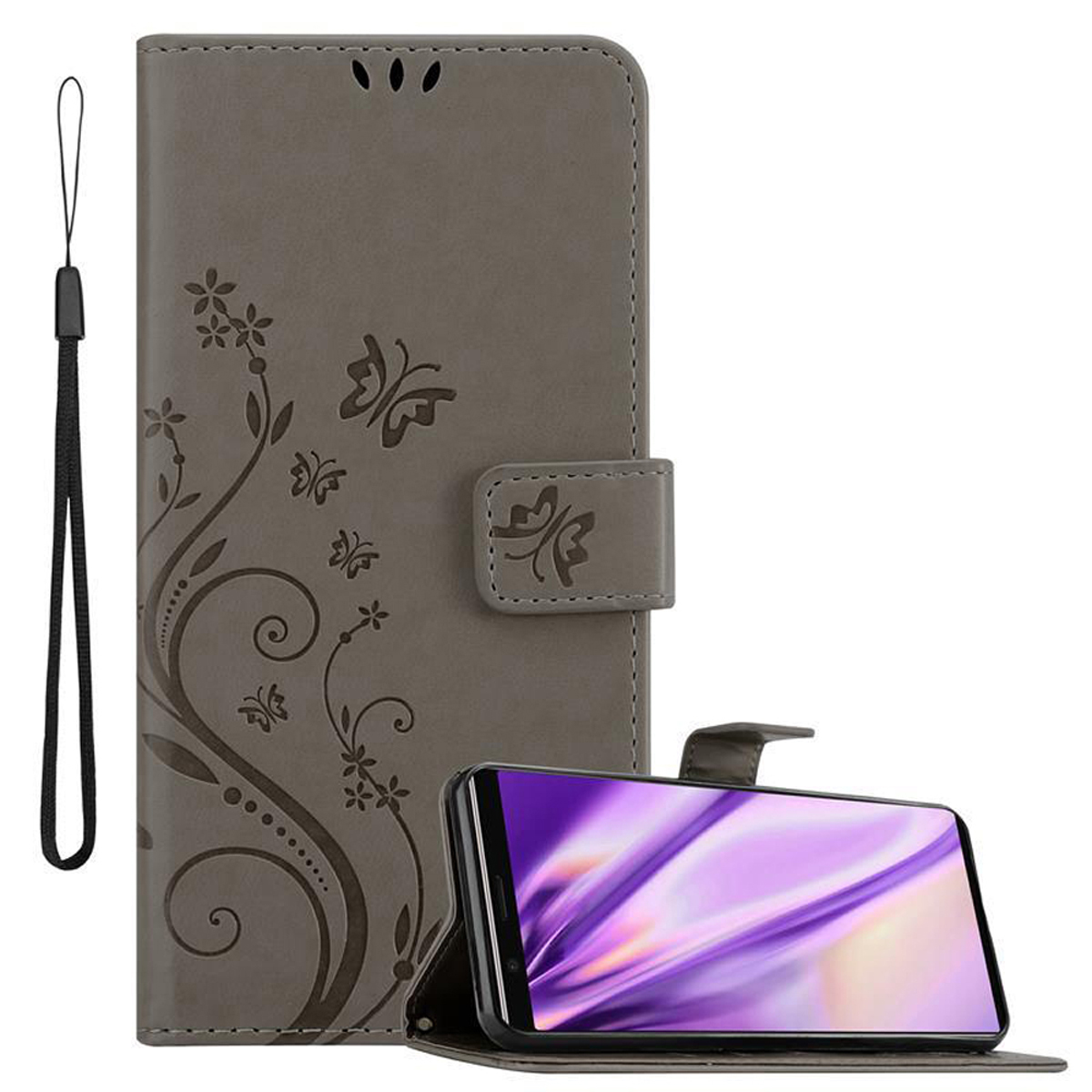CADORABO Custodia in design floreale con chiusura magnetica, funzione stand e slot per carte CUSTODIA A LIBRO per Xperia 5 III, Turchese