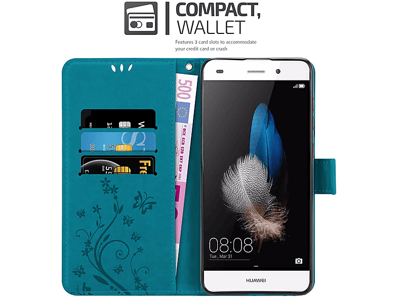 Cadorabo Custodia Libro per Honor 10 in BLU FIORE - in Design di Fiore