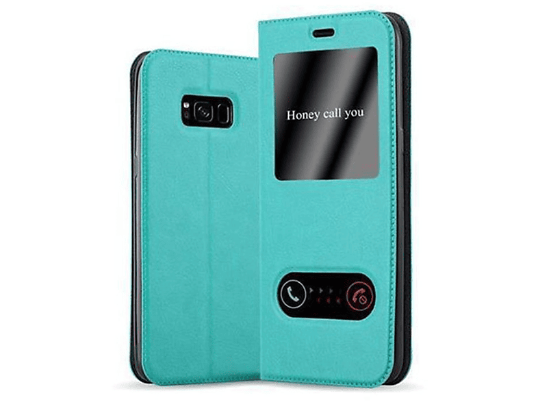 CADORABO Book View Doppelfenster Samsung, Galaxy Bookcover, S8, TÜRKIS MINT Hülle