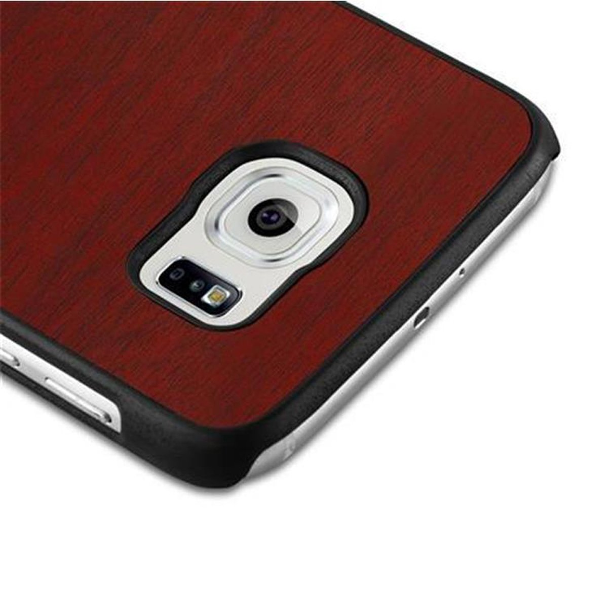 CADORABO Hülle Hard Case Galaxy WOODY Woody S6, Style, Backcover, ROT Samsung