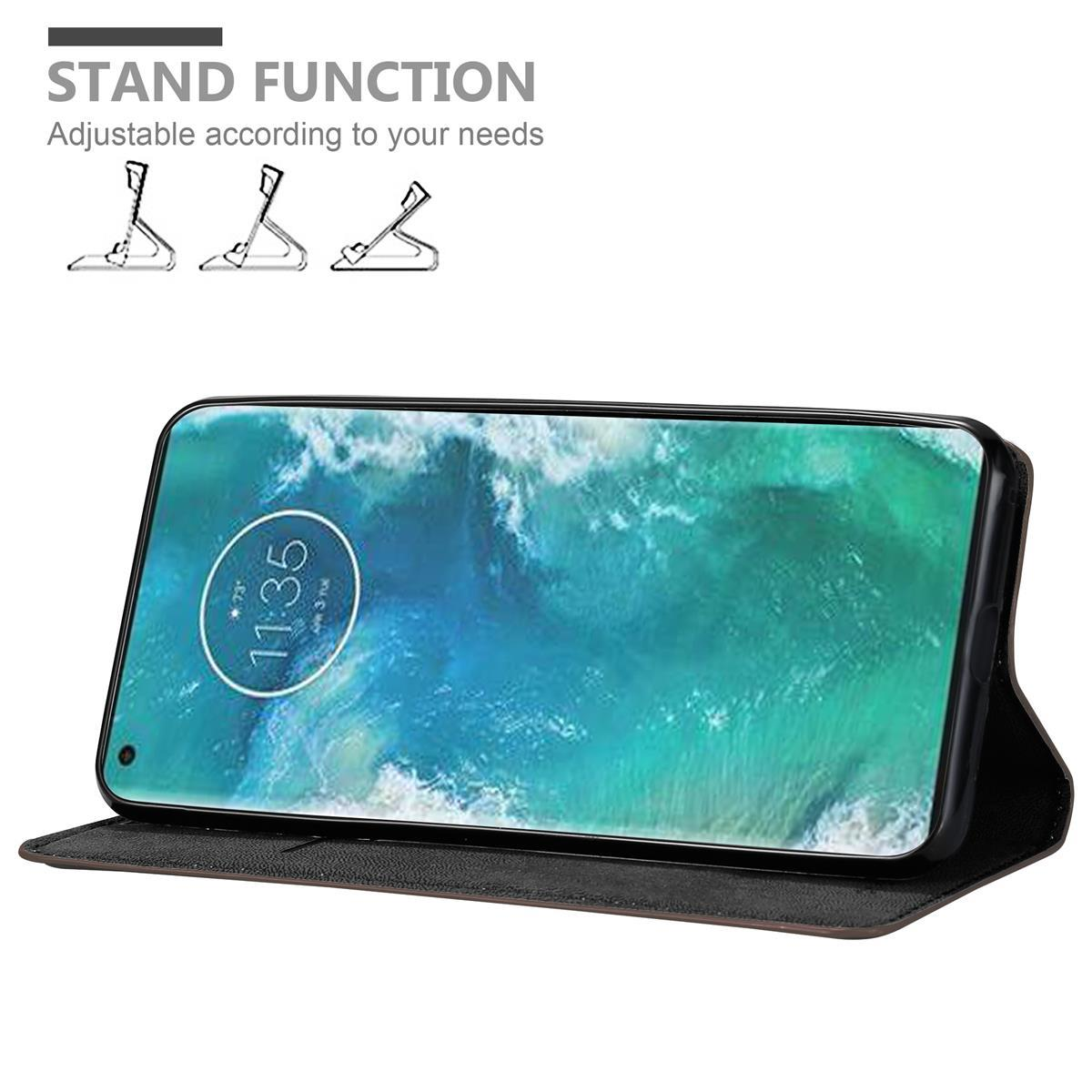 Una custodia per telefono nera con un telefono e icone della funzione stand.