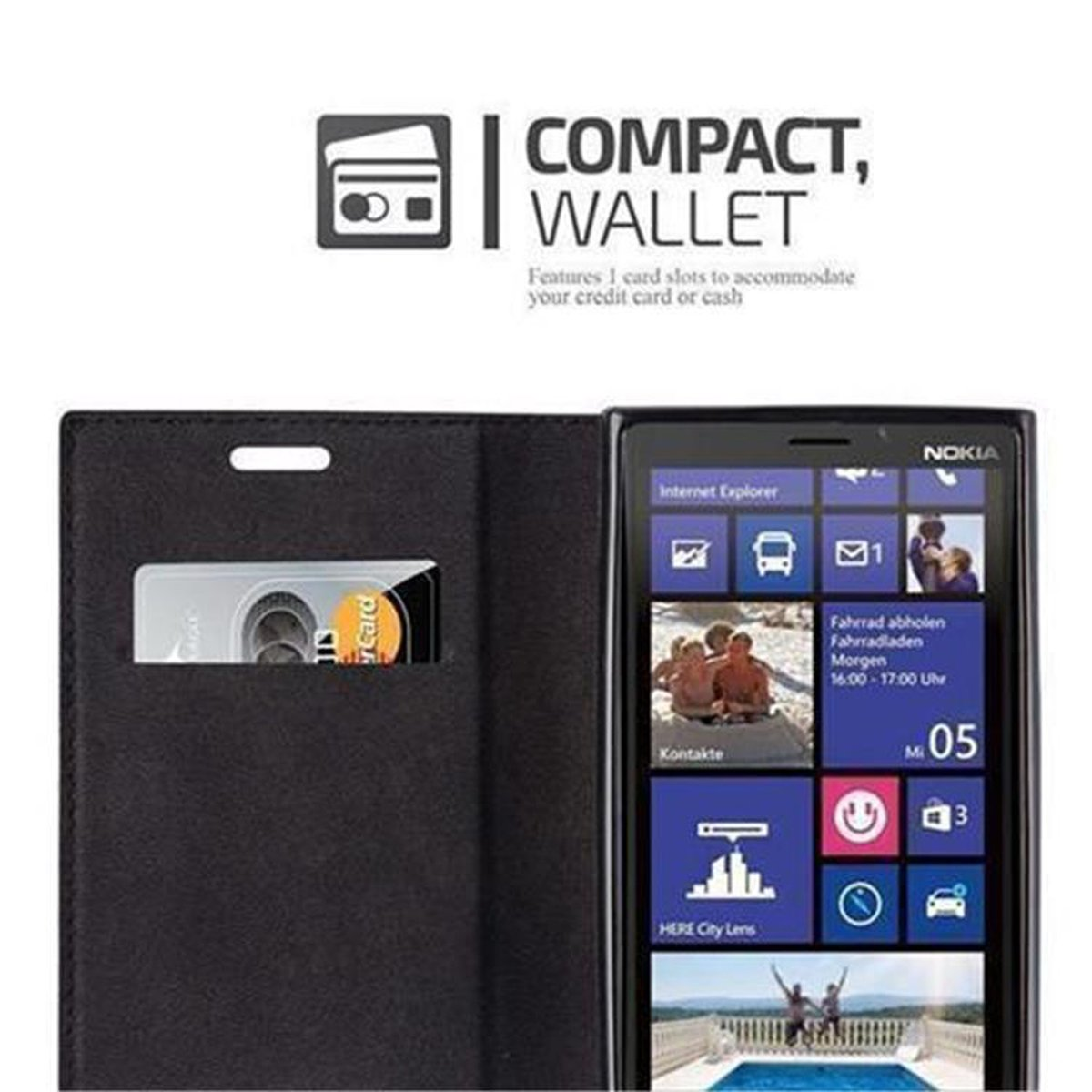 CADORABO Book Hülle BRAUN Lumia Magnet, Bookcover, CAPPUCCINO 920, Invisible Nokia