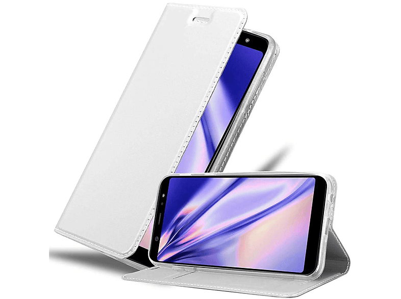 Samsung, CLASSY Handyhülle PLUS Bookcover, A6 2018, Style, Classy CADORABO Galaxy SILBER Book