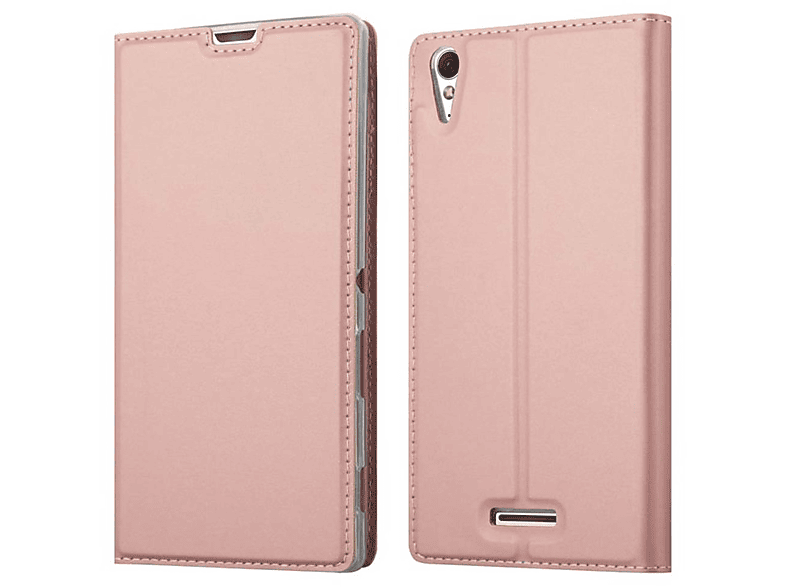 CADORABO CLASSY Style, Sony, Bookcover, Classy Book GOLD Xperia Handyhülle ROSÉ T3,