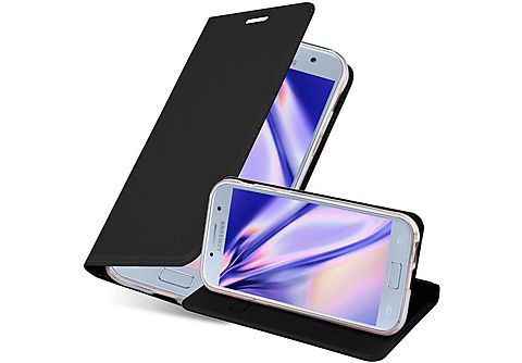 carcasa de móvil  - Funda libro para Móvil - Carcasa protección resistente de estilo libro CADORABO, Samsung, Galaxy A3 2017, classy negro