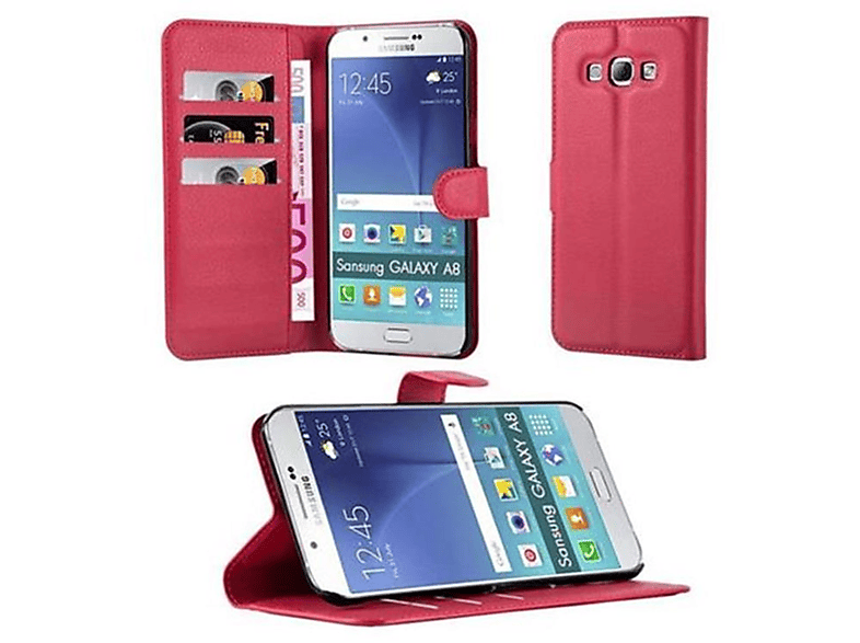 CADORABO Book Hülle Standfunktion, Bookcover, Samsung, Galaxy A8 2015, KARMIN ROT