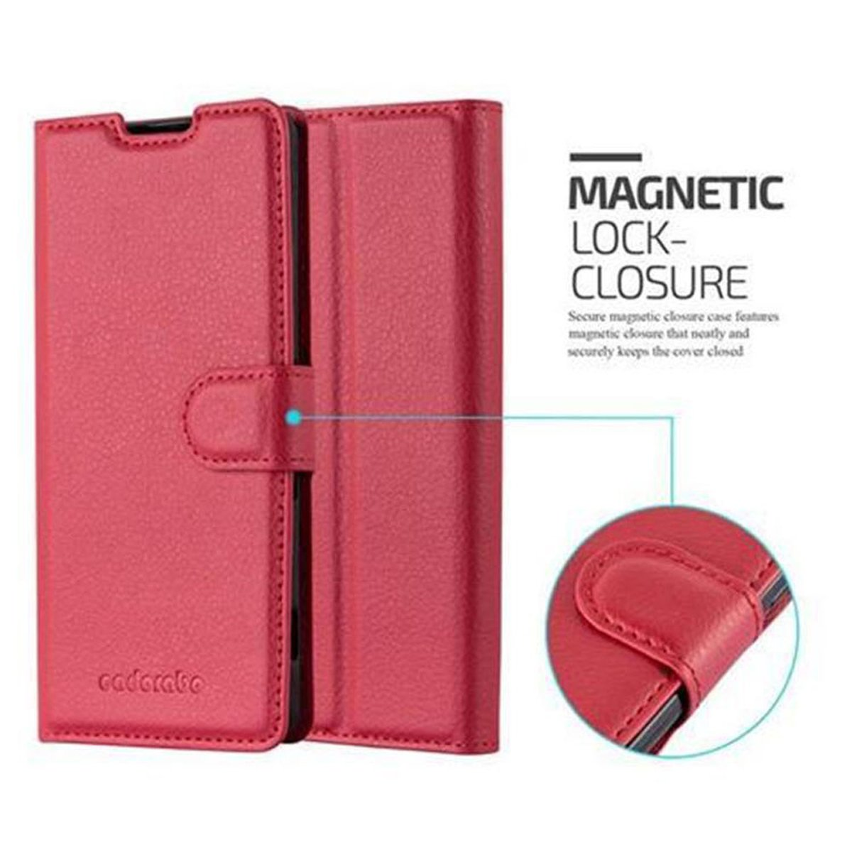 Xperia Book Standfunktion, Bookcover, Hülle ROT KARMIN Sony, CADORABO XA,