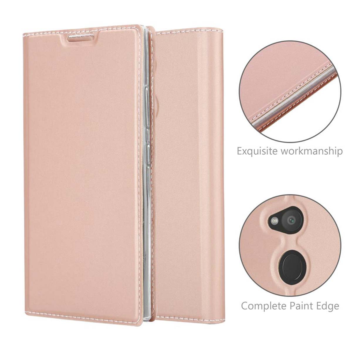 Xperia Book Bookcover, Handyhülle CADORABO L2, GOLD Sony, Classy Style, CLASSY ROSÉ