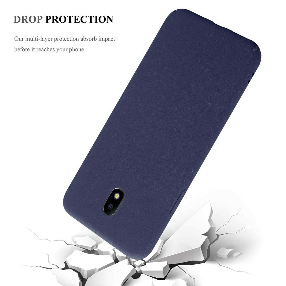 J5 im Backcover, FROSTY Hülle Frosty Samsung, BLAU Hard Case CADORABO Galaxy 2017, Style,