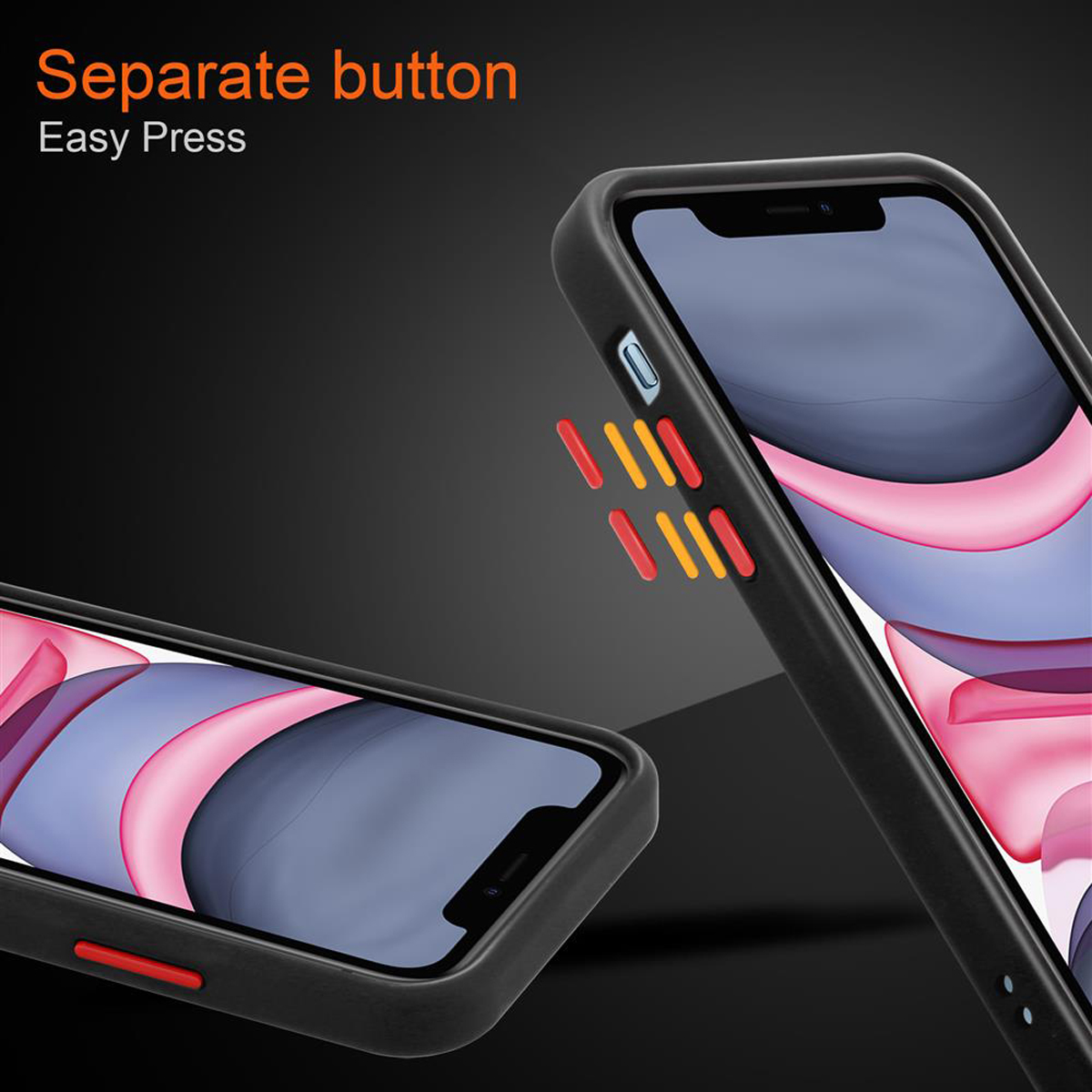 - Tasten Rückseite, matter Apple, Rote und Backcover, Kunststoff mit Hülle Silikon Innenseite Hybrid Schutzhülle Schwarz iPhone CADORABO TPU Matt 11,