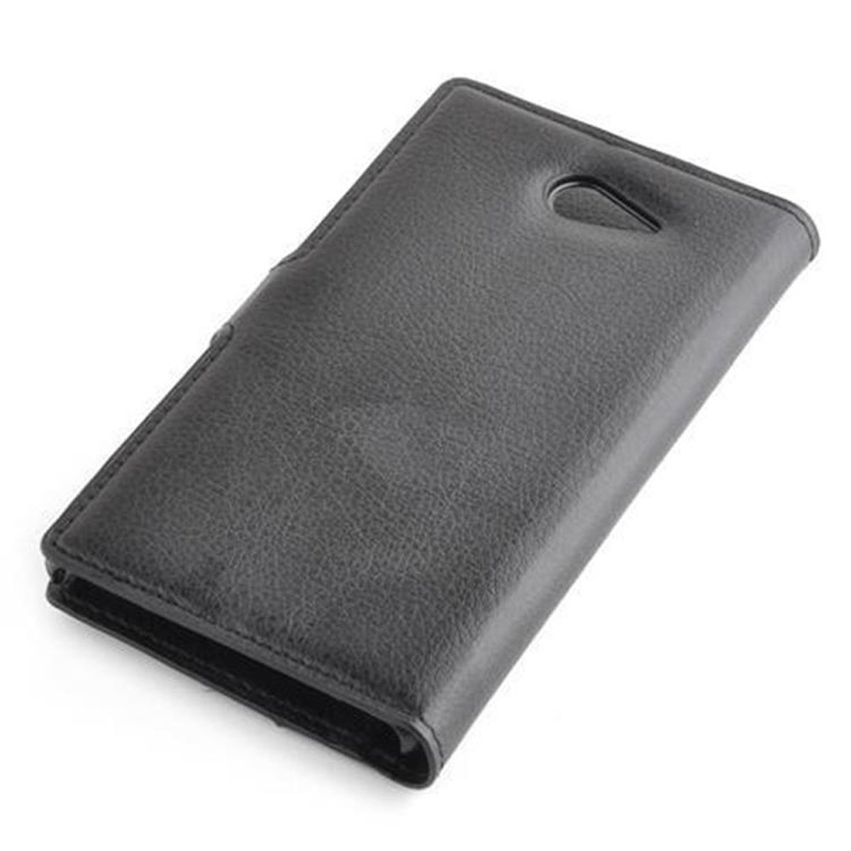 Funda de teléfono negra cerrada, que muestra un diseño simple con un agujero para la cámara.