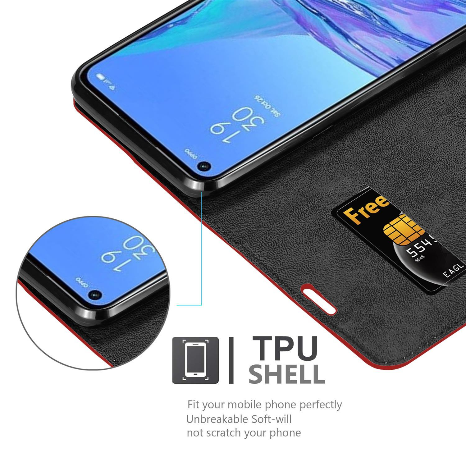 Una custodia per telefono nera e rossa, con un telefono, una carta e il testo TPU SHELL.