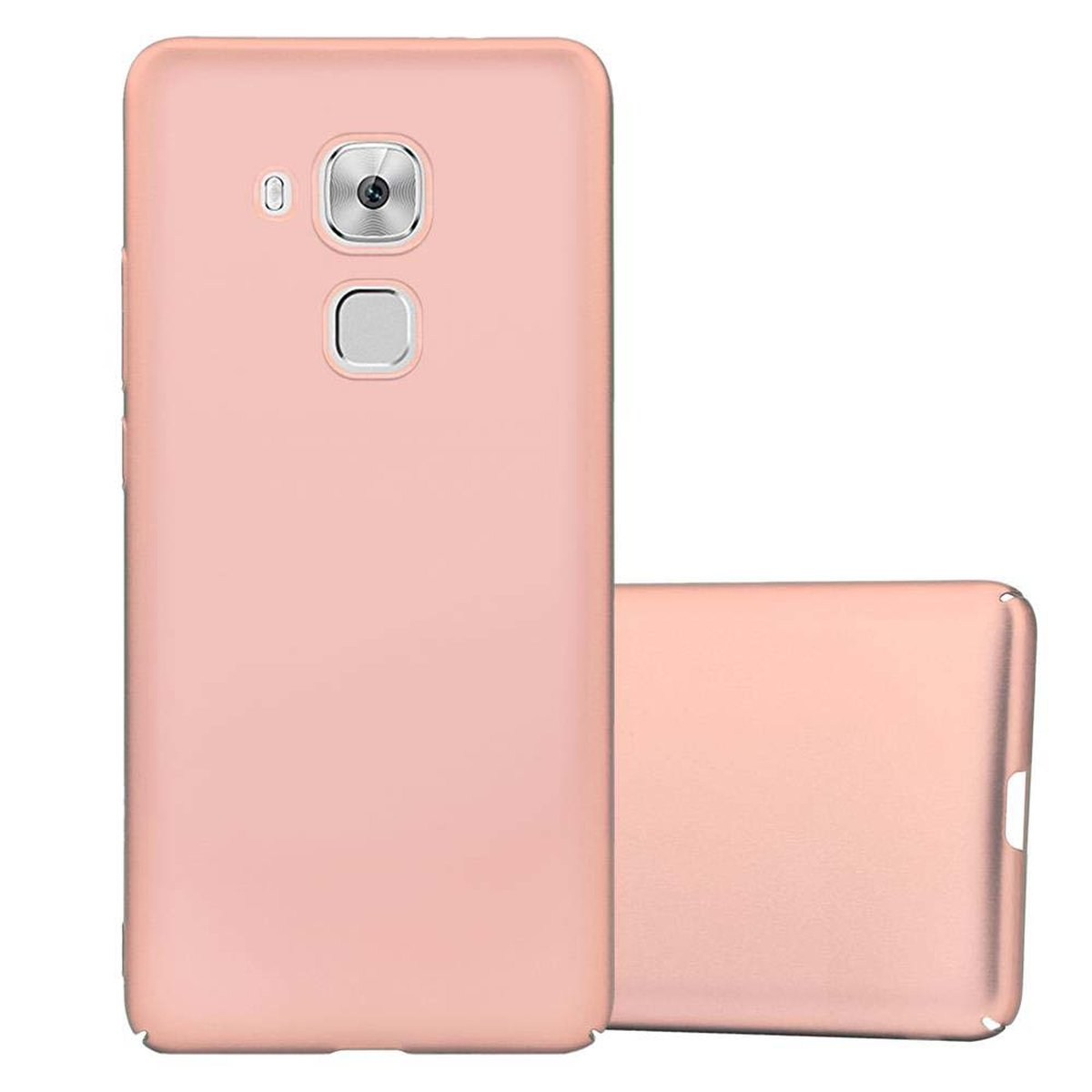 Custodia per telefono rosa, con un telefono. Il telefono è in una custodia.