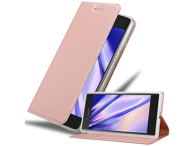 Cadorabo Custodia Libro per Sony Xperia M5 in Classy Argento - con Vani