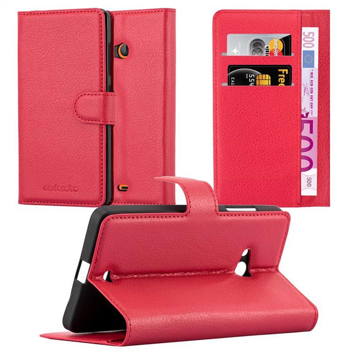 CADORABO Book Hülle Standfunktion, KARMIN Lumia ROT Bookcover, Nokia, 540
