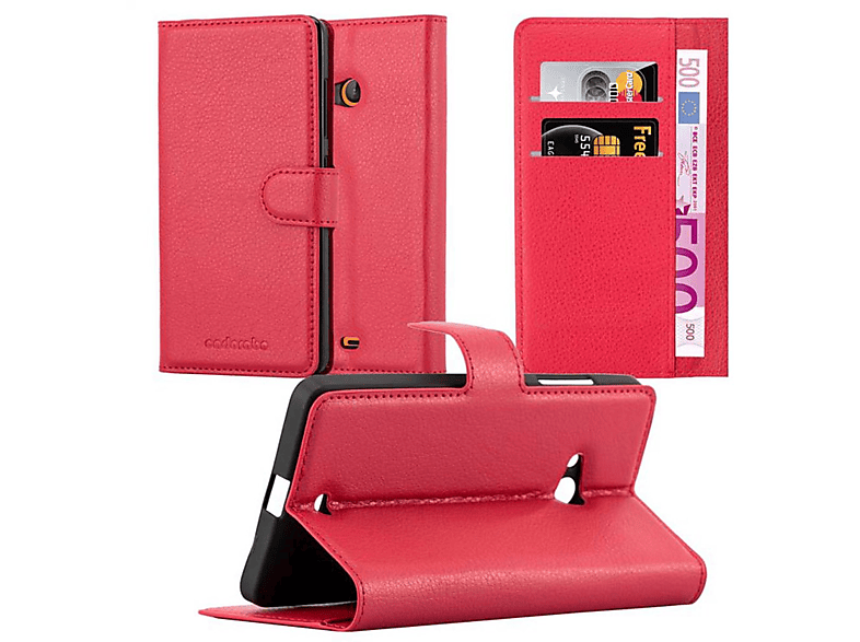CADORABO Book Hülle Standfunktion, Bookcover, Nokia, Lumia 540, KARMIN ROT
