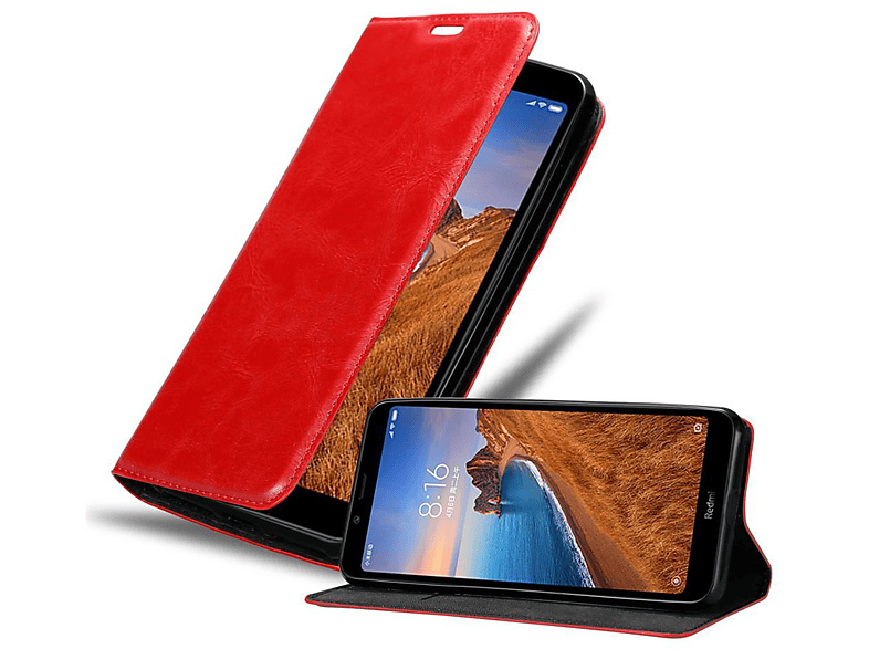 APFEL ROT Bookcover, Invisible Magnet, Hülle Book RedMi 7A, CADORABO Xiaomi,