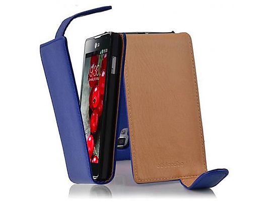 Funda - CADORABO Funda protectora para móvil Flip Style, Compatible con LG OPTIMUS L7 II, AZUL REAL